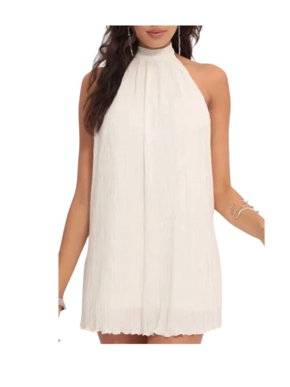 Lulu's Satin Halter Dress in Ivory